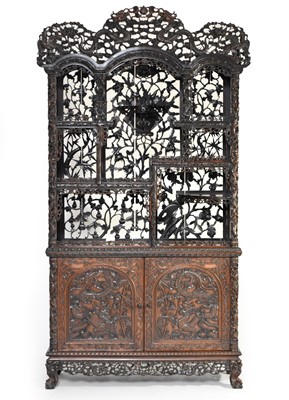 Lot 330 - A fine Chinese carved hongmu rosewood cabinet