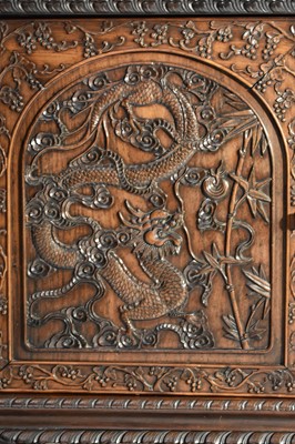 Lot 330 - A fine Chinese carved hongmu rosewood cabinet