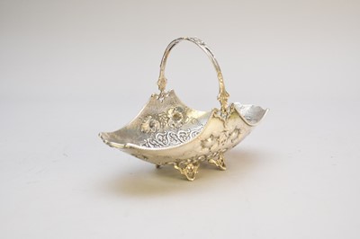 Lot 8 - A continental white metal bowl in the form of a basket