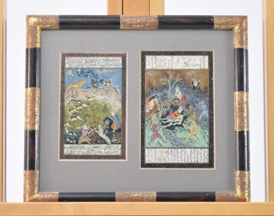 Lot 244 - A group of nine Persian leaves from dispersed manuscripts, framed