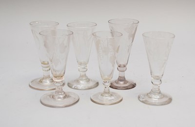 Lot 224 - Six short ale glasses, late 18th/early 19th century