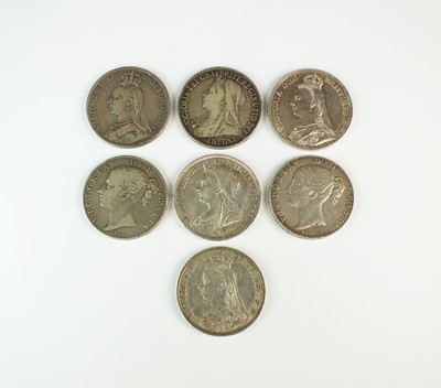 Lot 216 - A collection of seven Victoria crowns