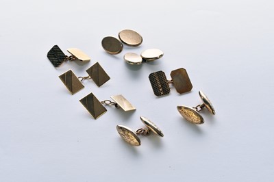 Lot 30 - Four pairs of 9ct gold cufflinks