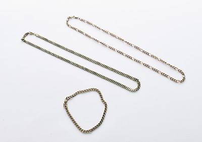 Lot 62 - Two 9ct gold chains and a 9ct gold bracelet