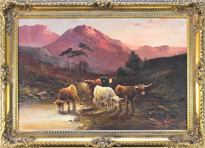 Lot 208 - A Lewis (19th-20th Century) Highland Cattle near Glen Coe