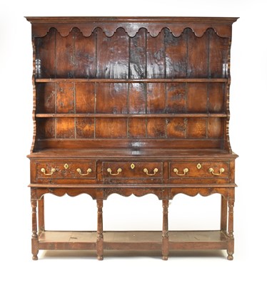 Lot 444 - A good 18th century style oak and burr oak dresser by Bylaw