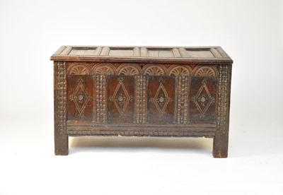 Lot 521 - A Charles II quadruple panelled coffer