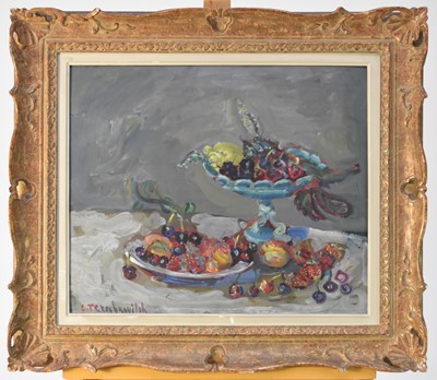Lot 18 - Constantin Andréevitch Terechkovitch (Russian 1902-1978) Still Life with Cherries