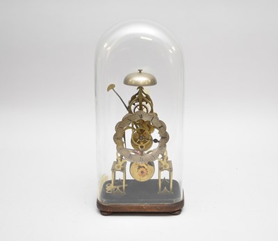 Lot 452 - A late 19th/20th century skeleton clock with glass dome