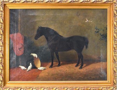 Lot 244 - Arthur Batt (British 1846-1911) Horse in a Stable Yard