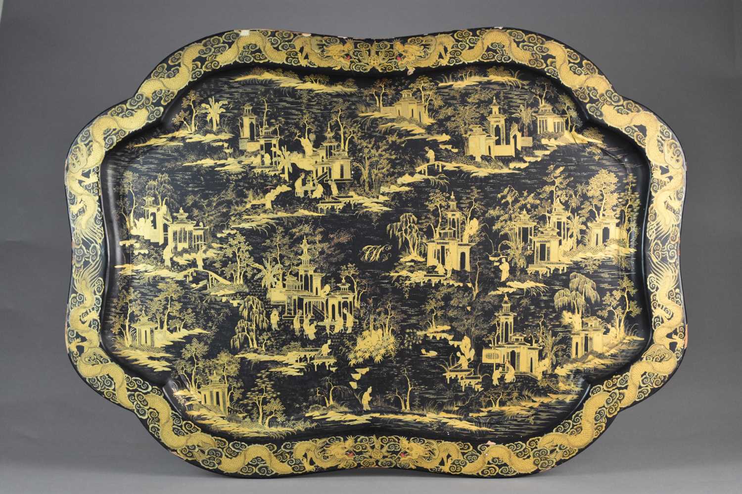 Lot 444 - A Chinese export lacquer tray, Qing Dynasty
