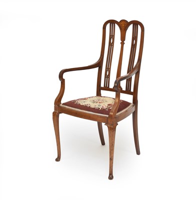 Lot 324 - An Edwardian inlaid mahogany open armchair