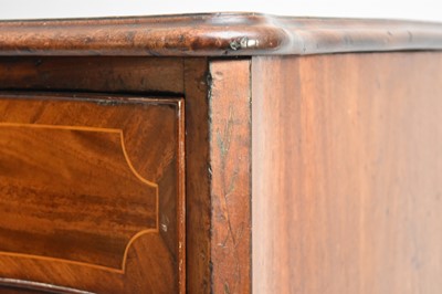 Lot 283 - A good George III mahogany, serpentine fronted, floral marquetry chest of drawers, or commode