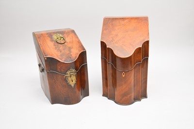 Lot 327 - Two George III mahogany knife boxes