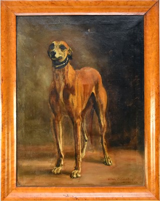 Lot 266 - Violet Thorne Seckham (British, 1865-1966), whippet, oil on canvas