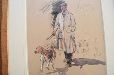Lot 257 - Peter Biegel (British, 1913-1987), huntsman Wilkin and hounds, watercolour