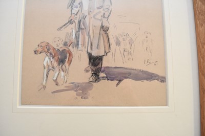Lot 257 - Peter Biegel (British, 1913-1987), huntsman Wilkin and hounds, watercolour