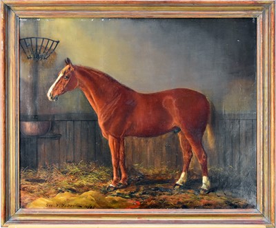 Lot 267 - George F.Fodor (British, active 1886-1919), chestnut in a loosebox, oil