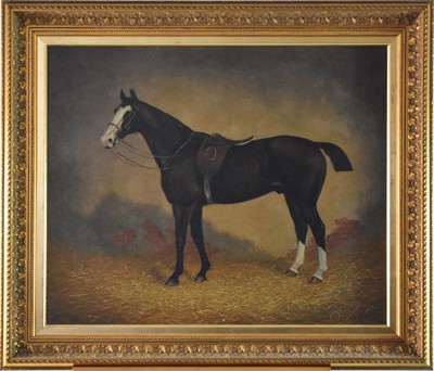 Lot 233 - George Veal (British, 1820-1866), portrait of a standing horse, oil