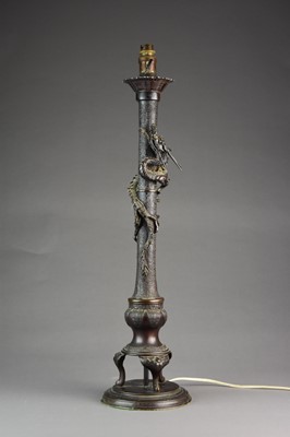 Lot 144 - A Chinese bronze table lamp, late Qing/Republic