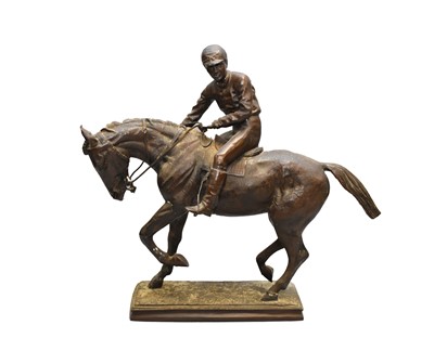 Lot 224 - A post-war bronze of a jockey, mounted