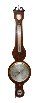 Lot 455 - An early 19th century mahogany wheel barometer, by 'Joseph Lafrancho, Ludlow'