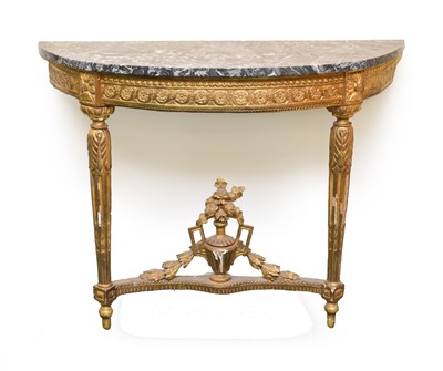 Lot 769 - A 19th century gilt gesso console table, with a marble top