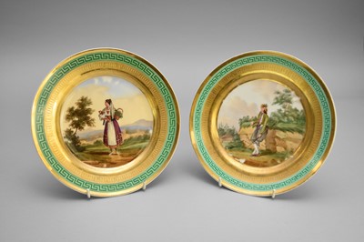 Lot 397 - A pair of Denuelle porcelain manufactory cabinet or dessert plates, Paris circa 1820