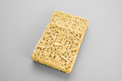 Lot 104 - A Chinese Canton carved ivory card case