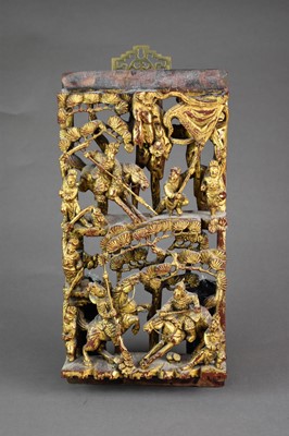 Lot 231 - Four Chinese and South East Asian carved wood temple panels