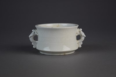 Lot 19 - A Chinese Dehua censer, probably Kangxi