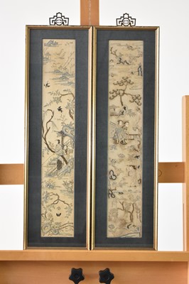 Lot 152 - A group of seven Chinese embroidered silk panels