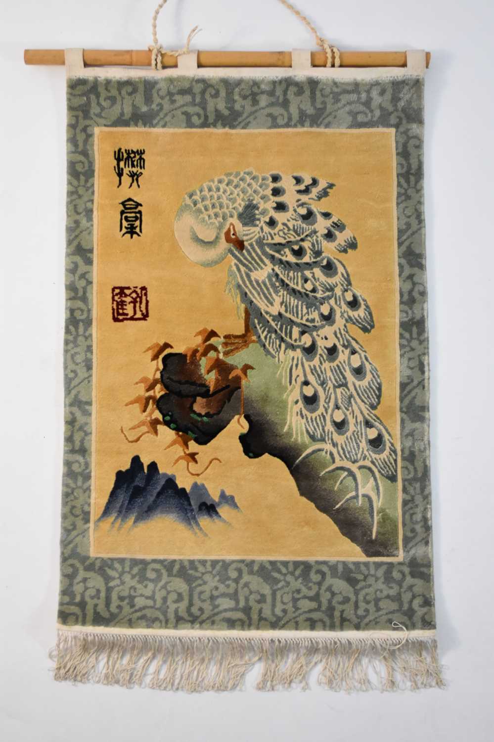 Lot 445 - A Chinese silk rug or wall hanging