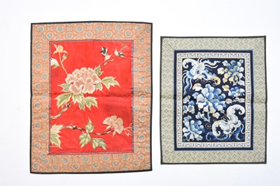 Lot 446 - Two Chinese embroidered silk panels