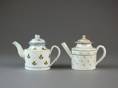 Lot 5 - Two English pearlware teapots, circa 1800