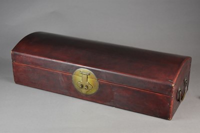 Lot 160 - A Chinese leather bound pillow casket