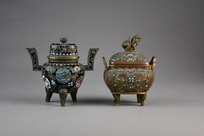 Lot 618 - Two Chinese enamelled censers and covers