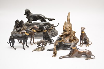 Lot 418 - A reproduction bronze after Pierre Jules Mene, with three further reproductions and 6 models (9)