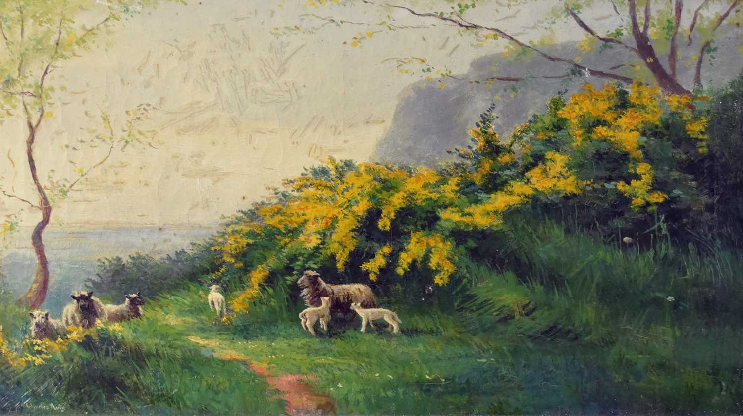 Lot 234 - Charles Auty (1856-1936) Landscape with Grazing Sheep