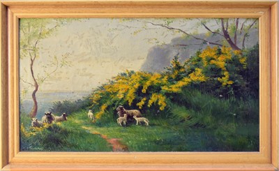 Lot 234 - Charles Auty (1856-1936) Landscape with Grazing Sheep