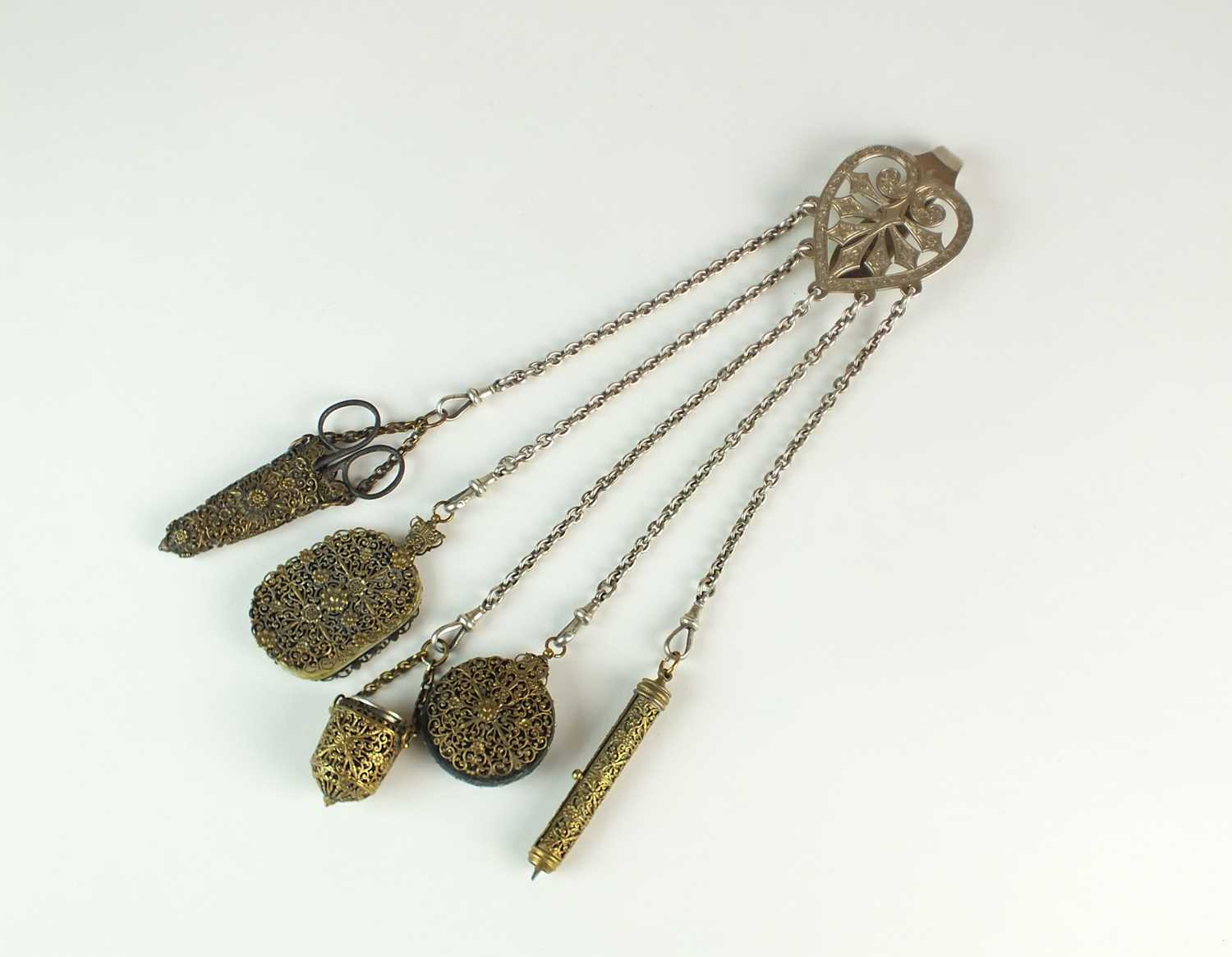 Lot 45 - A Victorian silver chatelaine