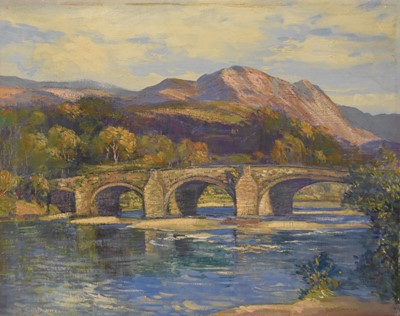 Lot 194 - Augustus William Enness (1876-1948) Llanelltyd Bridge over the River Mawddach