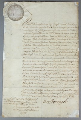 Lot 119 - Duke of Marlborough manuscript, dated 24th December 1714.