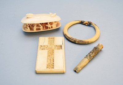 Lot 107 - A group of Chinese Canton ivory works of art