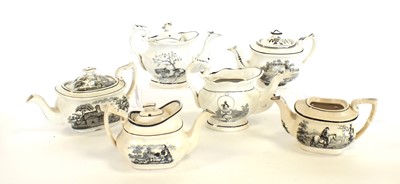 Lot 19 - Staffordshire toywares, transfer-printed in black