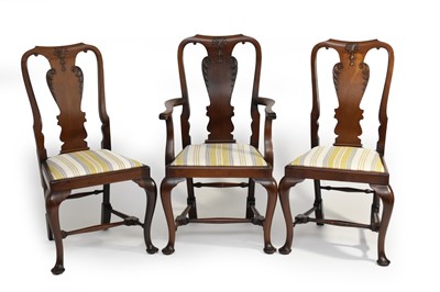 Lot 666 - A set of late 19th/early 20th century, Queen Anne style walnut dining chairs