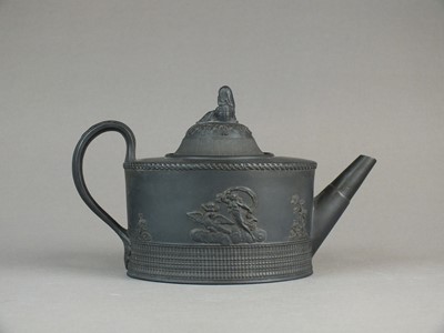 Lot 277 - A rare Caughley black basalt teapot and cover, circa 1780-90