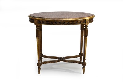 Lot 391 - A Regency style giltwood marble-topped oval occasional table