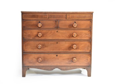 Lot 356 - A 19th century inlaid mahogany chest of drawers