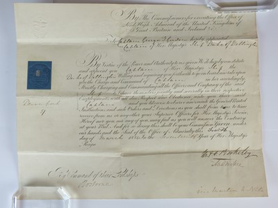 Lot 7 - ROYAL NAVAL COMMISSION - George Thomas Gordon's Captaincy appointment to HMS Duke of Wellington